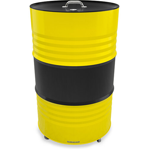Fass-Tonne Mit Deckel , schwarz / gelb, Stahlblech, 90,00cm (Höhe), Bild 1