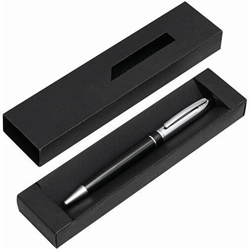 Metall-Kugelschreiber SILVER LINE , schwarz, recycelter Stahl / Messing, 14,00cm (Länge), Bild 1