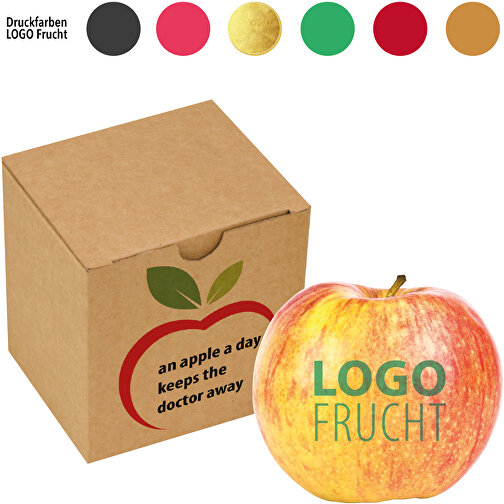LogoFrucht Snack-Box , mehrfarbig, Pappe, 9,50cm x 9,50cm x 9,50cm (Länge x Höhe x Breite), Bild 1