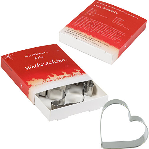 Backförmchen Premium-Box - Xmas - Herz + Engel , Papier, Edelstahl, 8,10cm x 1,50cm x 9,20cm (Länge x Höhe x Breite), Bild 3