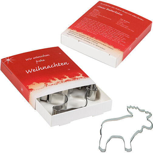 Backförmchen Premium-Box - Xmas - Elch + Glocke , Papier, Edelstahl, 8,10cm x 1,50cm x 9,20cm (Länge x Höhe x Breite), Bild 3