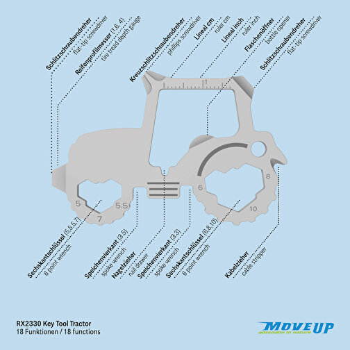 ROMINOX® Key Tool // Tractor - 18 Functions (Traktor) , Edelstahl, 6,10cm x 0,23cm x 4,00cm (Länge x Höhe x Breite), Bild 9