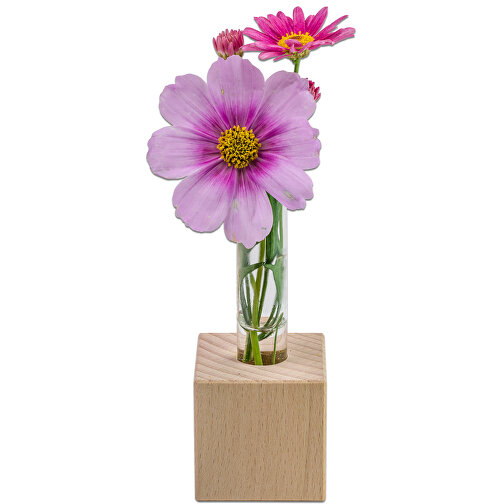 Mini-Vase - Mit Digitaldruck Und Lasergravur , Papier, Holz, Glas, 4,00cm x 10,00cm x 4,00cm (Länge x Höhe x Breite), Bild 5
