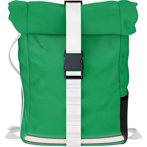Rolltop Rucksack Comfort , tannengrün / weiss, Sublimation-fabric 200g - Polyester (PU), 29,50cm x 13,00cm x 33,00cm (Länge x Höhe x Breite), Bild 1