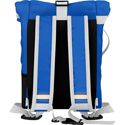 Rolltop Rucksack Comfort , blau / weiss, Sublimation-fabric 200g - Polyester (PU), 29,50cm x 13,00cm x 33,00cm (Länge x Höhe x Breite), Bild 2