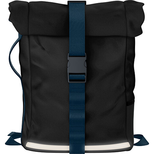 Rolltop Rucksack Comfort , schwarz / navyblau, Sublimation-fabric 200g - Polyester (PU), 29,50cm x 13,00cm x 33,00cm (Länge x Höhe x Breite), Bild 1