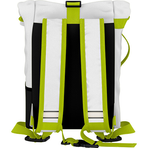 Rolltop Rucksack Comfort , weiß / limettengrün, Sublimation-fabric 200g - Polyester (PU), 29,50cm x 13,00cm x 33,00cm (Länge x Höhe x Breite), Bild 2