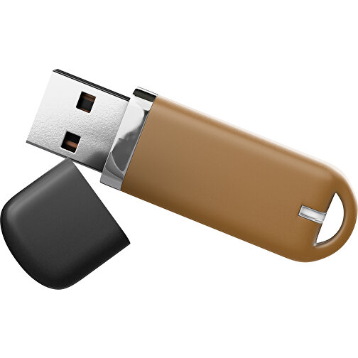 USB-Stick StylishDrive 2.0 , erdbraun /schwarz MB , 16 GB , Gummiplastik, Kunststoff MB , 6,20cm x 0,75cm x 2,00cm (Länge x Höhe x Breite), Bild 1