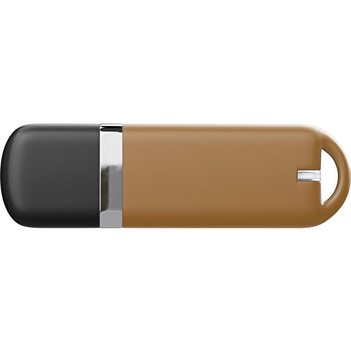 USB-Stick StylishDrive 2.0 , erdbraun /schwarz MB , 16 GB , Gummiplastik, Kunststoff MB , 6,20cm x 0,75cm x 2,00cm (Länge x Höhe x Breite), Bild 2