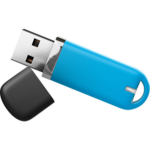 USB-Stick StylishDrive 2.0 , himmelblau /schwarz MB , 16 GB , Gummiplastik, Kunststoff MB , 6,20cm x 0,75cm x 2,00cm (Länge x Höhe x Breite), Bild 1
