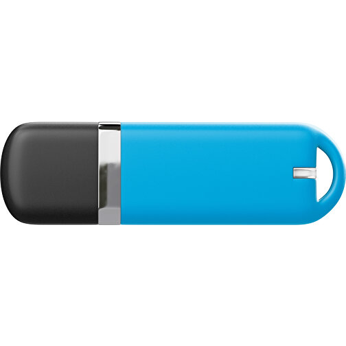 USB-Stick StylishDrive 2.0 , himmelblau /schwarz MB , 16 GB , Gummiplastik, Kunststoff MB , 6,20cm x 0,75cm x 2,00cm (Länge x Höhe x Breite), Bild 2