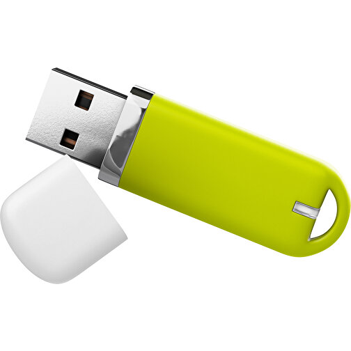 USB-Stick StylishDrive 2.0 , hellgrün / weiß MB , 16 GB , Gummiplastik, Kunststoff MB , 6,20cm x 0,75cm x 2,00cm (Länge x Höhe x Breite), Bild 1