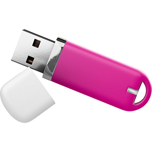 USB-Stick StylishDrive 2.0 , pink / weiß MB , 16 GB , Gummiplastik, Kunststoff MB , 6,20cm x 0,75cm x 2,00cm (Länge x Höhe x Breite), Bild 1