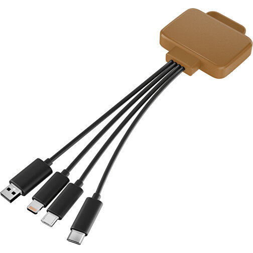 3-in-1 USB-Ladekabel MultiCharge , erdbraun / schwarz, Kunststoff, 5,30cm x 1,20cm x 5,50cm (Länge x Höhe x Breite), Bild 1