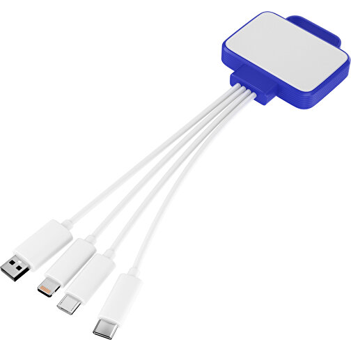 3-in-1 USB-Ladekabel MultiCharge , weiß / blau, Kunststoff, 5,30cm x 1,20cm x 5,50cm (Länge x Höhe x Breite), Bild 1