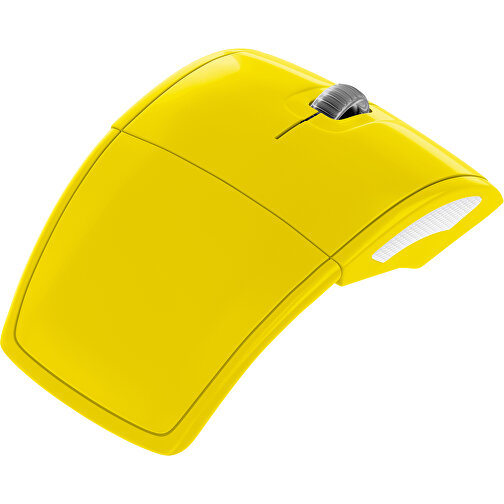 Klappmaus MaxFold , gelb / weiß, Kunststoff, 11,30cm x 2,50cm x 5,80cm (Länge x Höhe x Breite), Bild 1