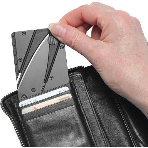 Messer Klappbar In Kreditkartengröße , schwarz, MET+PP, 8,40cm x 0,30cm x 5,40cm (Länge x Höhe x Breite), Bild 4