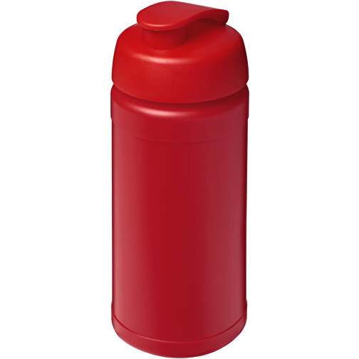 Baseline 500 Ml Recycelte Sportflasche Mit Klappdeckel , rot, 85% Recycelter HDPE Kunststoff, 15% PP Kunststoff, 18,50cm (Höhe), Bild 1