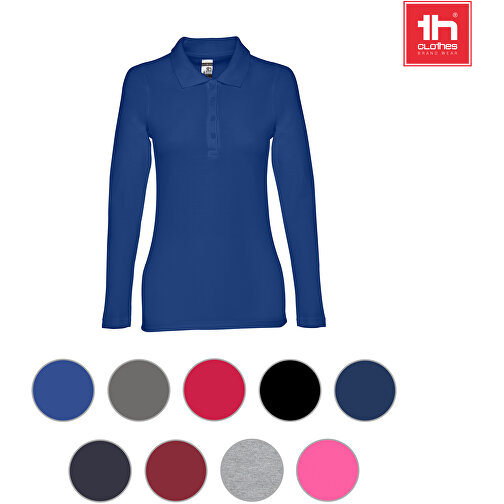 THC BERN WOMEN. Damen Langarm-Poloshirt , nachtblau, 100% Baumwolle, XL, 68,00cm x 49,00cm (Länge x Breite), Bild 4