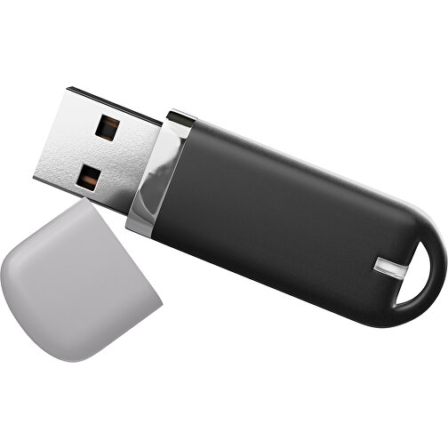 USB-Stick StylishDrive 2.0 , schwarz / hellgrau MB , 16 GB , Gummiplastik, Kunststoff MB , 6,20cm x 0,75cm x 2,00cm (Länge x Höhe x Breite), Bild 1