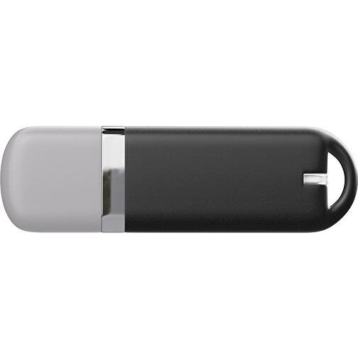 USB-Stick StylishDrive 2.0 , schwarz / hellgrau MB , 16 GB , Gummiplastik, Kunststoff MB , 6,20cm x 0,75cm x 2,00cm (Länge x Höhe x Breite), Bild 2