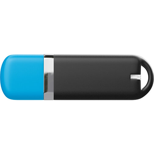 USB-Stick StylishDrive 2.0 , schwarz / himmelblau MB , 16 GB , Gummiplastik, Kunststoff MB , 6,20cm x 0,75cm x 2,00cm (Länge x Höhe x Breite), Bild 2