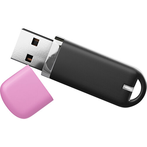 USB-Stick StylishDrive 2.0 , schwarz / rosa MB , 16 GB , Gummiplastik, Kunststoff MB , 6,20cm x 0,75cm x 2,00cm (Länge x Höhe x Breite), Bild 1