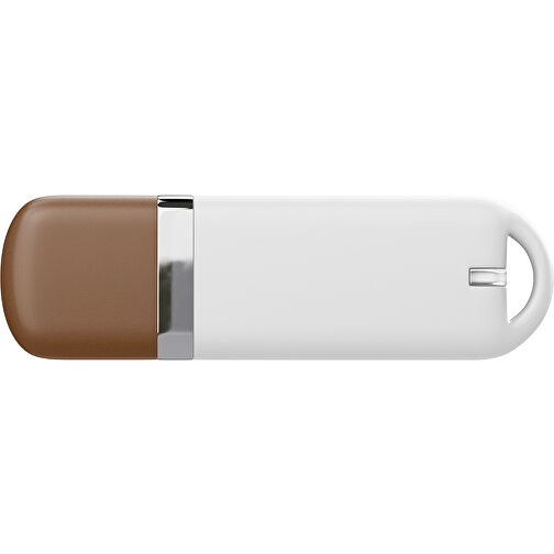 USB-Stick StylishDrive 2.0 , weiß / dunkelbraun MB , 16 GB , Gummiplastik, Kunststoff MB , 6,20cm x 0,75cm x 2,00cm (Länge x Höhe x Breite), Bild 2
