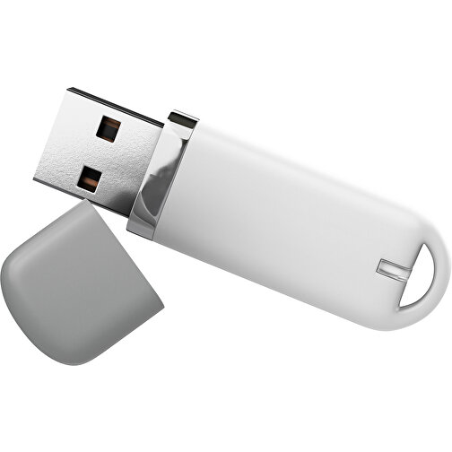 USB-Stick StylishDrive 2.0 , weiß / grau MB , 16 GB , Gummiplastik, Kunststoff MB , 6,20cm x 0,75cm x 2,00cm (Länge x Höhe x Breite), Bild 1