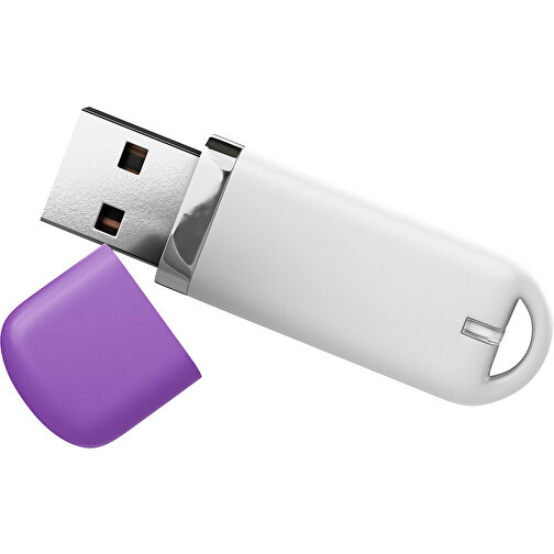 USB-Stick StylishDrive 2.0 , weiß / lavendellila MB , 16 GB , Gummiplastik, Kunststoff MB , 6,20cm x 0,75cm x 2,00cm (Länge x Höhe x Breite), Bild 1