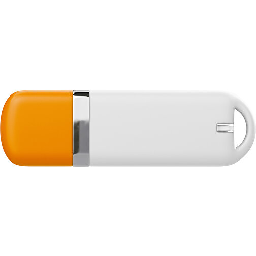 USB-Stick StylishDrive 2.0 , weiß / gelborange MB , 16 GB , Gummiplastik, Kunststoff MB , 6,20cm x 0,75cm x 2,00cm (Länge x Höhe x Breite), Bild 2