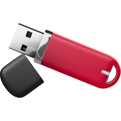 USB-Stick StylishDrive 2.0 , dunkelrot /schwarz MB , 8 GB , Gummiplastik, Kunststoff MB , 6,20cm x 0,75cm x 2,00cm (Länge x Höhe x Breite), Bild 1