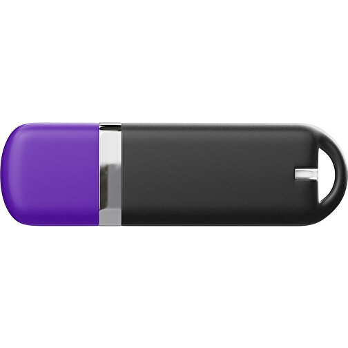 USB-Stick StylishDrive 2.0 , schwarz / violet MB , 8 GB , Gummiplastik, Kunststoff MB , 6,20cm x 0,75cm x 2,00cm (Länge x Höhe x Breite), Bild 2