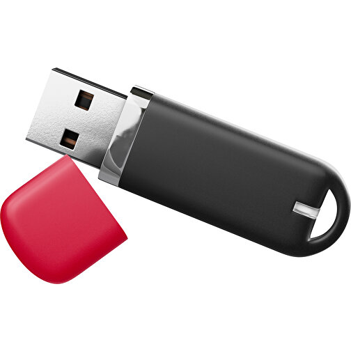 USB-Stick StylishDrive 2.0 , schwarz / dunkelrot MB , 8 GB , Gummiplastik, Kunststoff MB , 6,20cm x 0,75cm x 2,00cm (Länge x Höhe x Breite), Bild 1