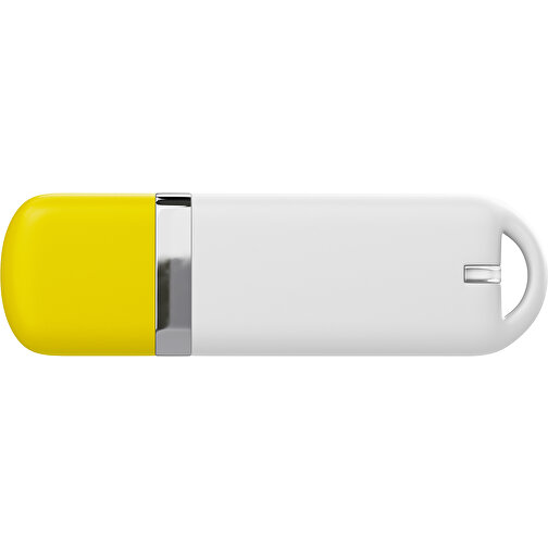 USB-Stick StylishDrive 2.0 , weiß / gelb MB , 8 GB , Gummiplastik, Kunststoff MB , 6,20cm x 0,75cm x 2,00cm (Länge x Höhe x Breite), Bild 2