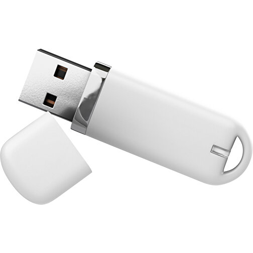 USB-Stick StylishDrive 2.0 , weiß MB , 4 GB , Gummiplastik, Kunststoff MB , 6,20cm x 0,75cm x 2,00cm (Länge x Höhe x Breite), Bild 1