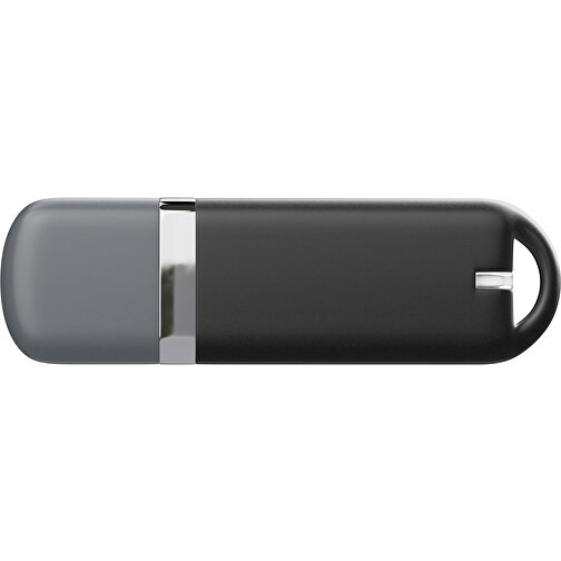 USB-Stick StylishDrive 2.0 , schwarz / dunkelgrau MB , 4 GB , Gummiplastik, Kunststoff MB , 6,20cm x 0,75cm x 2,00cm (Länge x Höhe x Breite), Bild 2