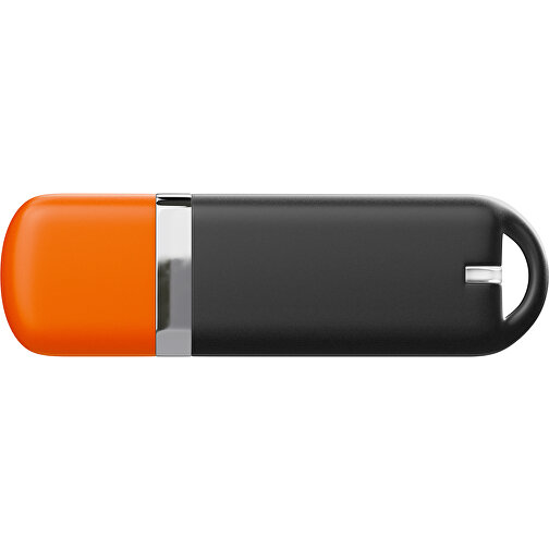 USB-Stick StylishDrive 2.0 , schwarz / orange MB , 4 GB , Gummiplastik, Kunststoff MB , 6,20cm x 0,75cm x 2,00cm (Länge x Höhe x Breite), Bild 2