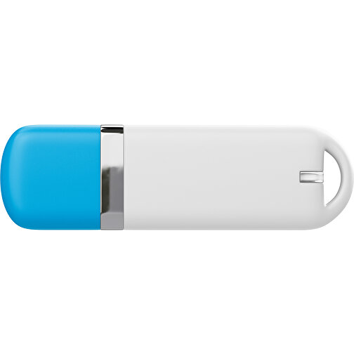 USB-Stick StylishDrive 2.0 , weiß / himmelblau MB , 4 GB , Gummiplastik, Kunststoff MB , 6,20cm x 0,75cm x 2,00cm (Länge x Höhe x Breite), Bild 2