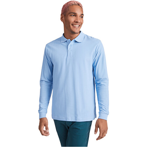 Estrella Langarm Poloshirt Für Herren , himmelblau, Piqué Strick 100% Baumwolle, 220 g/m2, M, , Bild 4