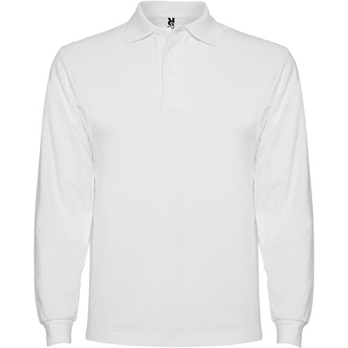 Estrella Langarm Poloshirt Für Herren , weiss, Piqué Strick 100% Baumwolle, 220 g/m2, M, , Bild 1