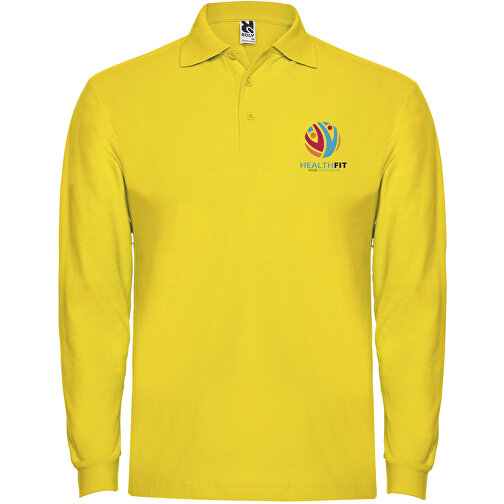 Estrella Langarm Poloshirt Für Herren , gelb, Piqué Strick 100% Baumwolle, 220 g/m2, XL, , Bild 2