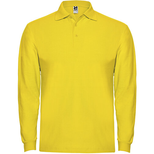Estrella Langarm Poloshirt Für Herren , gelb, Piqué Strick 100% Baumwolle, 220 g/m2, S, , Bild 1