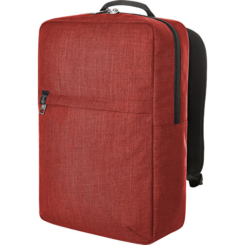Notebook-Rucksack EUROPE , Halfar, rot meliert, rPET melange, 12,00cm x 42,00cm x 28,00cm (Länge x Höhe x Breite), Bild 1