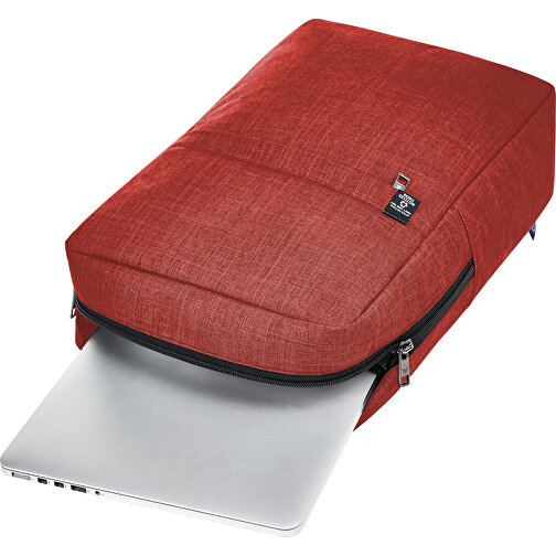Notebook-Rucksack EUROPE , Halfar, rot meliert, rPET melange, 12,00cm x 42,00cm x 28,00cm (Länge x Höhe x Breite), Bild 4