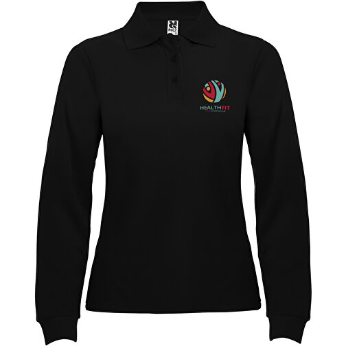 Estrella Langarm Poloshirt Für Damen , schwarz, Piqué Strick 100% Baumwolle, 220 g/m2, 2XL, , Bild 2