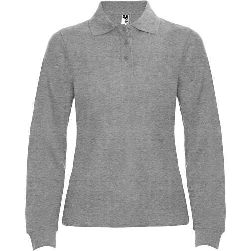 Estrella Langarm Poloshirt Für Damen , marl grey, Piqué Strick 100% Baumwolle, 220 g/m2, L, , Bild 1