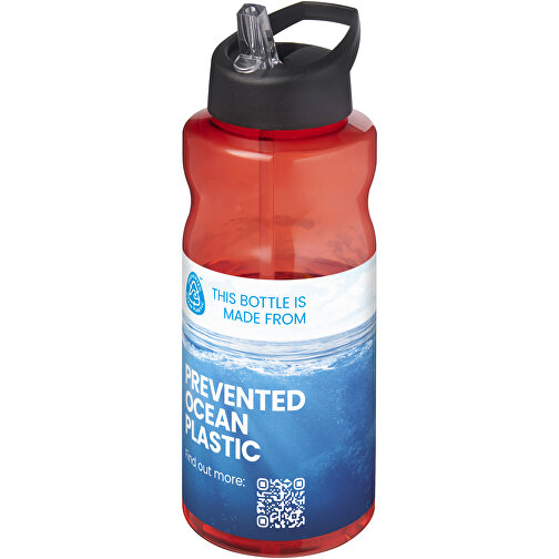H2O Active® Eco Big Base 1L Sportflasche Mit Ausgussdeckel , rot / schwarz, PCR Kunststoff, 72% PP Kunststoff, 17% SAN Kunststoff, 11% PE Kunststoff, 21,80cm (Höhe), Bild 2