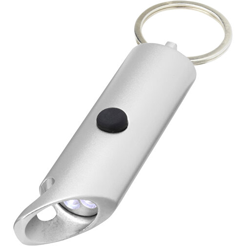 Flare IPX-LED-Lampe Und Flaschenöffner Aus Recyceltem Aluminium Mit Schlüsselanhänger , silber, Recycled Aluminium, 8,50cm (Länge), Bild 1