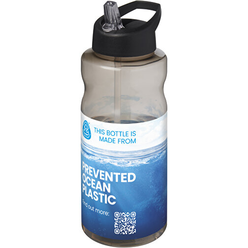 H2O Active® Eco Big Base 1L Sportflasche Mit Ausgussdeckel , kohle / schwarz, PCR Kunststoff, 72% PP Kunststoff, 17% SAN Kunststoff, 11% PE Kunststoff, 21,80cm (Höhe), Bild 2
